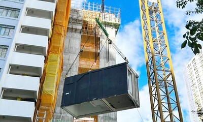 乙明邨「松悦樓」以鋼結構「組裝合成」建築法興建，有助節省上蓋工程時間及減少建築廢料，大幅降低對鄰近居民的影響。